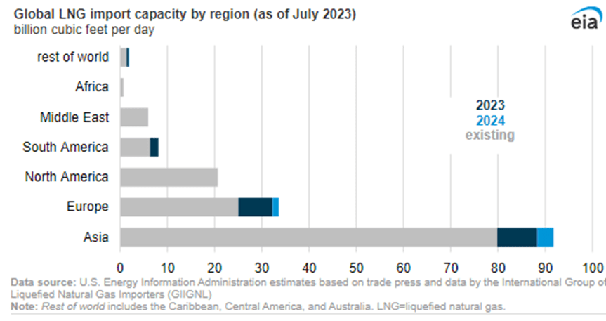 Global LNG import capacity